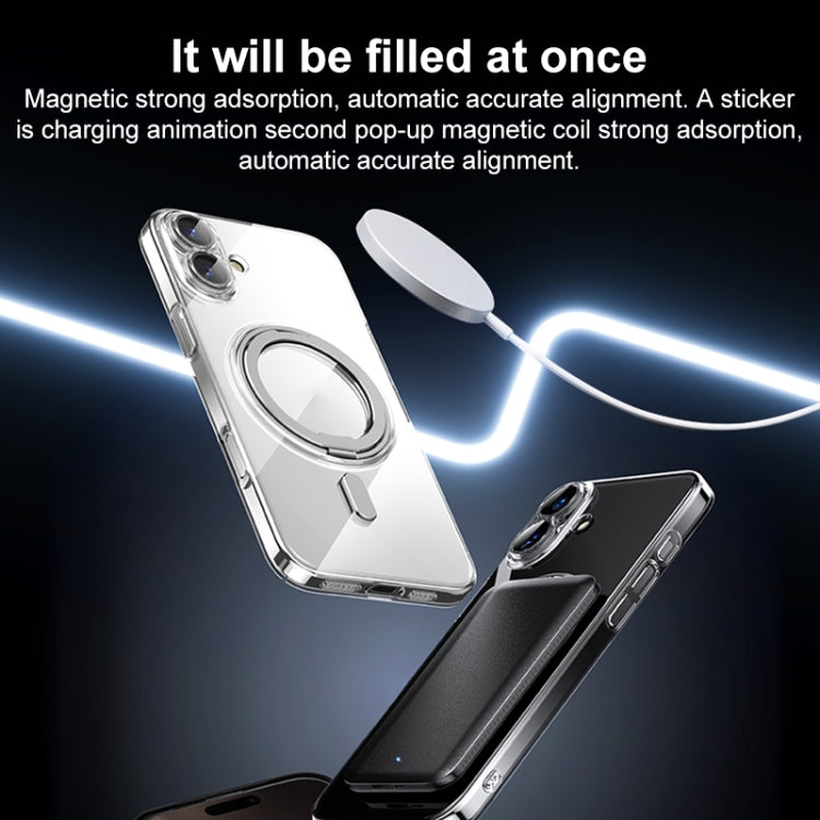 For iPhone 16 Pro Max Plating PC 360 Ring Holder Magsafe Phone Case(Clear Sliver) - iPhone 16 Pro Max Cases by buy2fix | Online Shopping UK | buy2fix