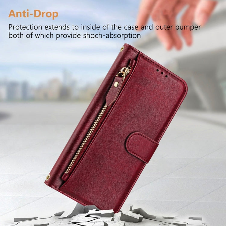 For Boost Mobile Celero 5G 2024 / Celero 3 Multi-Card Slots Zipper Wallet Leather Phone Case(Dark Red) - More Brand by buy2fix | Online Shopping UK | buy2fix