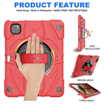 For iPad Pro 11 2022 / Air 10.9 2022 Bat Hand Grip Turntable Stand Tablet Case(Red Black) - iPad Pro 11 (2022/2021) Cases by buy2fix | Online Shopping UK | buy2fix