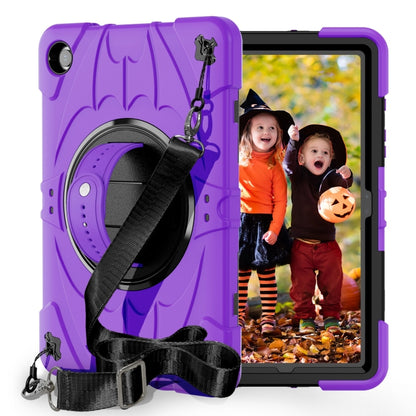 For Samsung Galaxy Tab A9+ Bat Hand Grip Turntable Stand Tablet Case(Purple Black) - Galaxy Tab A9+ by buy2fix | Online Shopping UK | buy2fix