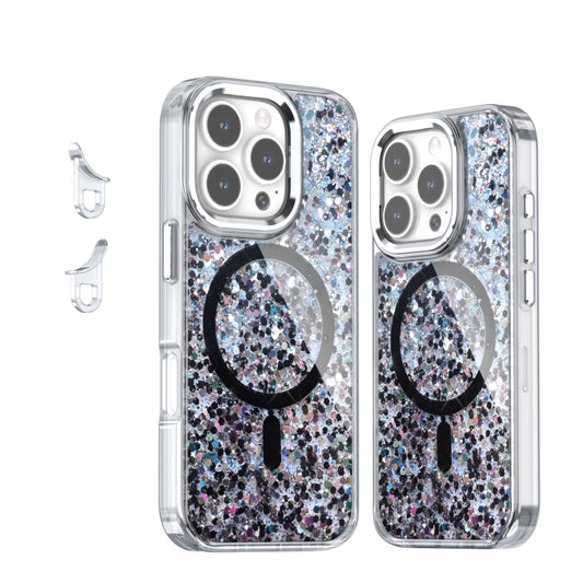 For iPhone 16 Pro Epoxy Glitter MagSafe Magnetic TPU Phone Case(Black) - iPhone 16 Pro Cases by buy2fix | Online Shopping UK | buy2fix