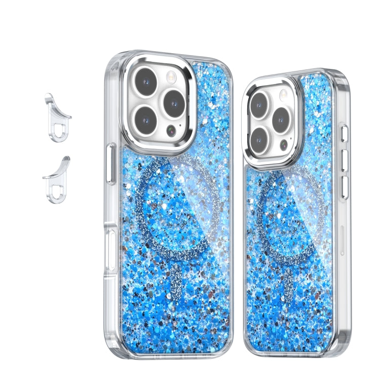 For iPhone 16 Pro Epoxy Glitter MagSafe Magnetic TPU Phone Case(Blue) - iPhone 16 Pro Cases by buy2fix | Online Shopping UK | buy2fix