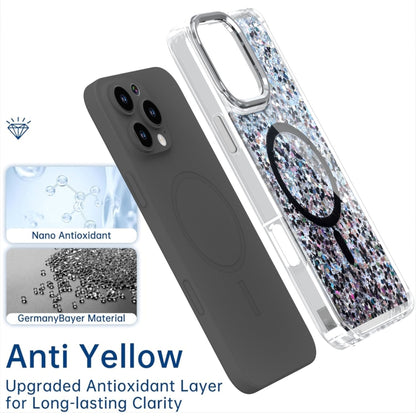 For iPhone 16 Plus Epoxy Glitter MagSafe Magnetic TPU Phone Case(Black) - iPhone 16 Plus Cases by buy2fix | Online Shopping UK | buy2fix