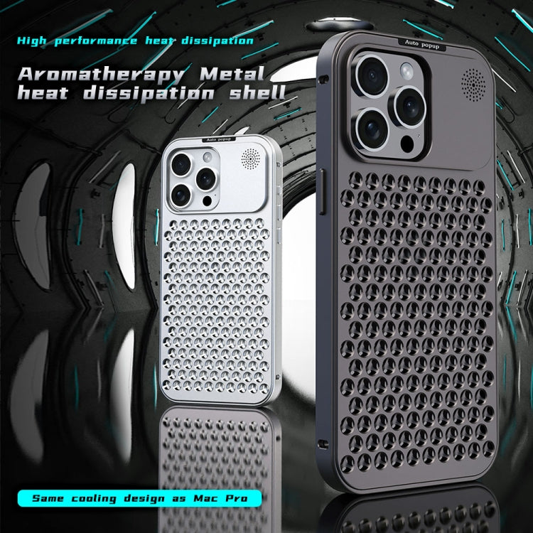 For iPhone 16 Pro R-JUST RJ58 Aromatherapy Metal Cooling Phone Case(Silver) - iPhone 16 Pro Cases by R-JUST | Online Shopping UK | buy2fix