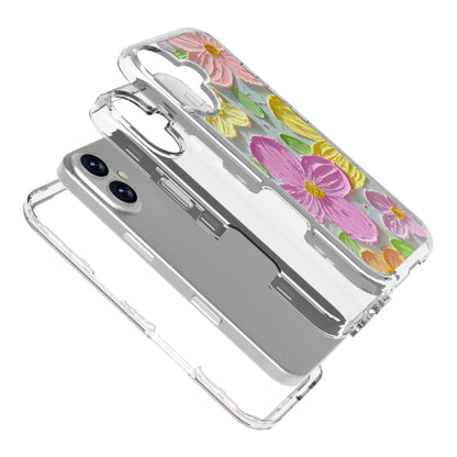 For iPhone 16 Plus Small Fresh Sticker PC + TPU Shockproof Phone Case(Colorful Flowers) - iPhone 16 Plus Cases by buy2fix | Online Shopping UK | buy2fix