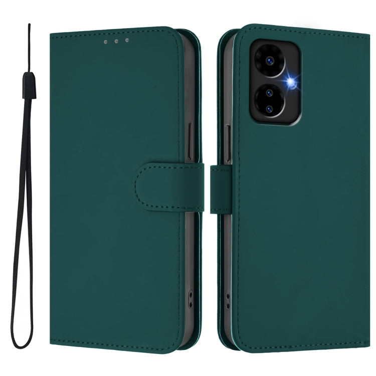 For Boost MobIle Celero 5G 2024 / 3 5G Skin Feel Solid Color Leather Phone Case with Lanyard(Dark Green) - More Brand by buy2fix | Online Shopping UK | buy2fix