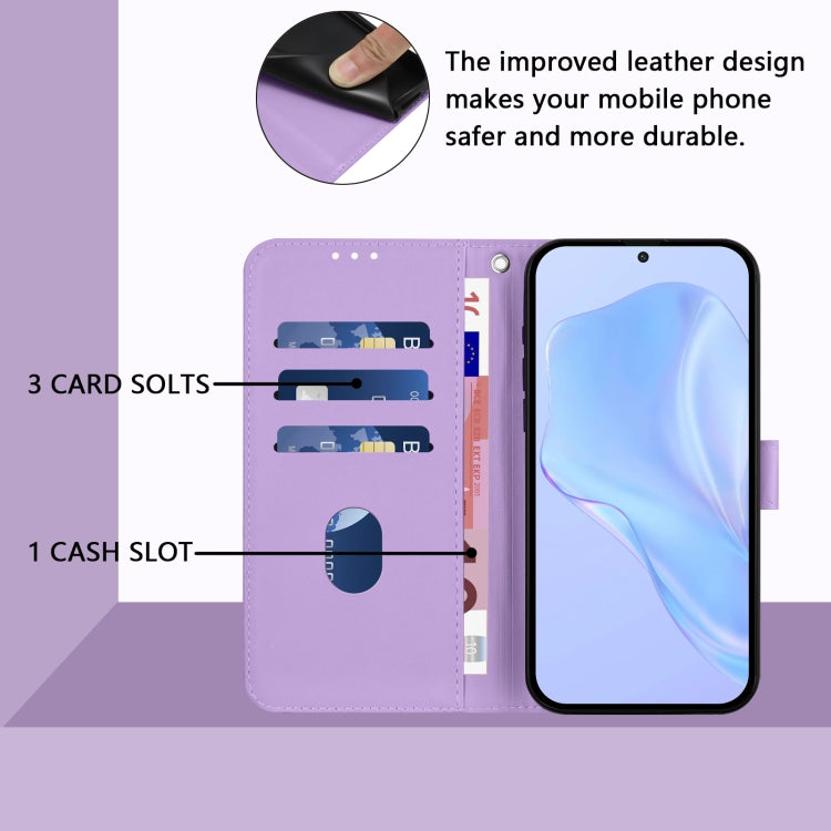 For Boost MobIle Celero 5G+ 2024 / 3+ 5G Skin Feel Solid Color Leather Phone Case with Lanyard(Lavender Purple) - More Brand by buy2fix | Online Shopping UK | buy2fix