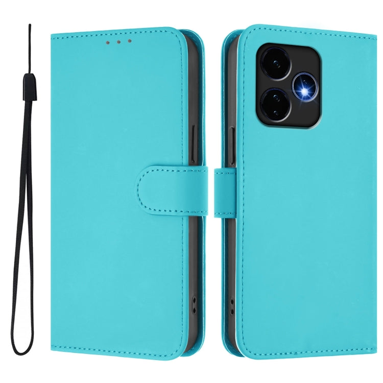 For Boost MobIle Celero 5G+ 2024 / 3+ 5G Skin Feel Solid Color Leather Phone Case with Lanyard(Lake Blue) - More Brand by buy2fix | Online Shopping UK | buy2fix