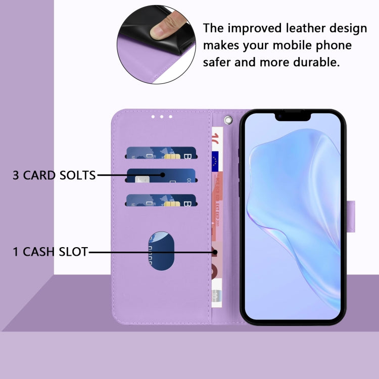 For iPhone 16 Pro Skin Feel Solid Color Leather Phone Case with Lanyard(Lavender Purple) - iPhone 16 Pro Cases by buy2fix | Online Shopping UK | buy2fix