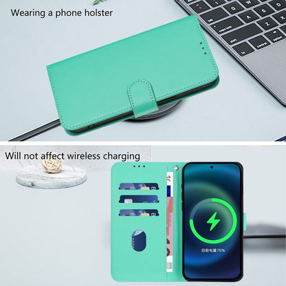 For iPhone 16 Pro Skin Feel Solid Color Leather Phone Case with Lanyard(Green) - iPhone 16 Pro Cases by buy2fix | Online Shopping UK | buy2fix