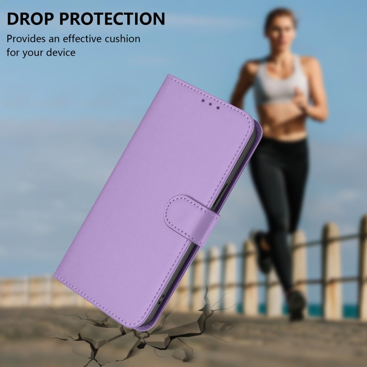 For Motorola Moto G Power 5G 2024 Skin Feel Solid Color Leather Phone Case with Lanyard(Lavender Purple) - Motorola Cases by buy2fix | Online Shopping UK | buy2fix