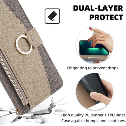 For iPhone 16 Plus Crossbody Litchi Texture Leather Phone Case(Grey) - iPhone 16 Plus Cases by buy2fix | Online Shopping UK | buy2fix