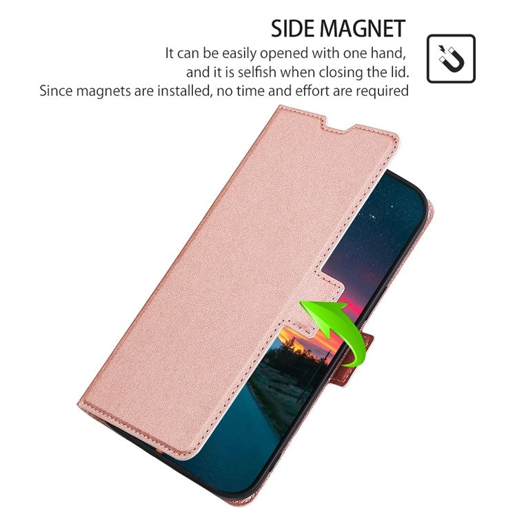 For iPhone 16 Pro Ultra-thin Voltage Side Buckle Horizontal Flip Leather Phone Case(Rose Gold) - iPhone 16 Pro Cases by buy2fix | Online Shopping UK | buy2fix