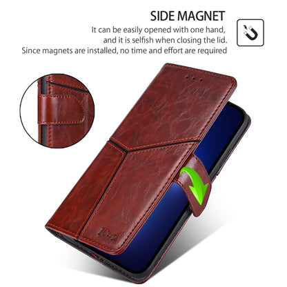 For iPhone 16 Geometric Stitching Leather Phone Case(Dark Brown) - iPhone 16 Cases by buy2fix | Online Shopping UK | buy2fix