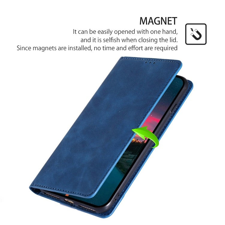 For iPhone 16 Pro Max Skin Feel Magnetic Leather Phone Case(Blue) - iPhone 16 Pro Max Cases by buy2fix | Online Shopping UK | buy2fix