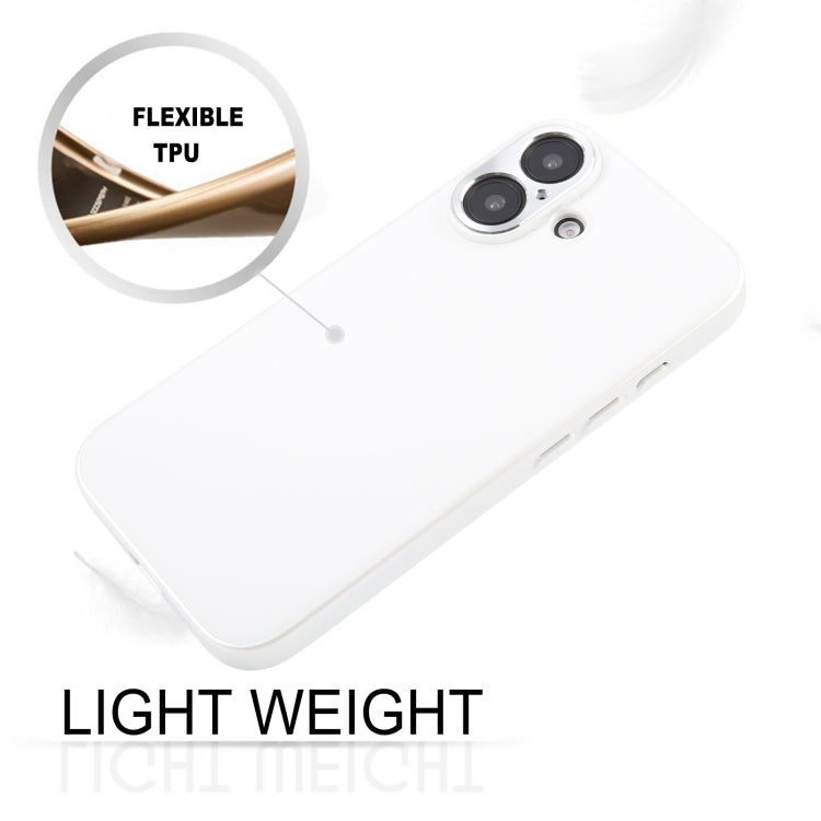 For iPhone 16 GEBEI Plain Leather TPU Hybrid PU Phone Case(White) - iPhone 16 Cases by GEBEI | Online Shopping UK | buy2fix