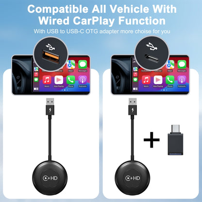 USB and HDMI Wired to Wireless CarPlay Auto Adapter, Specification:Round(Carbon Fiber) - Bluetooth Adapters by buy2fix | Online Shopping UK | buy2fix