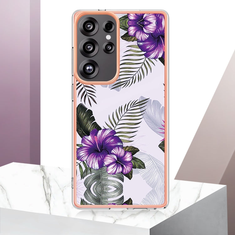 For Samsung Galaxy S25 Ultra 5G Electroplating IMD TPU Phone Case(Purple Flower) - Galaxy S25 Ultra 5G Cases by buy2fix | Online Shopping UK | buy2fix