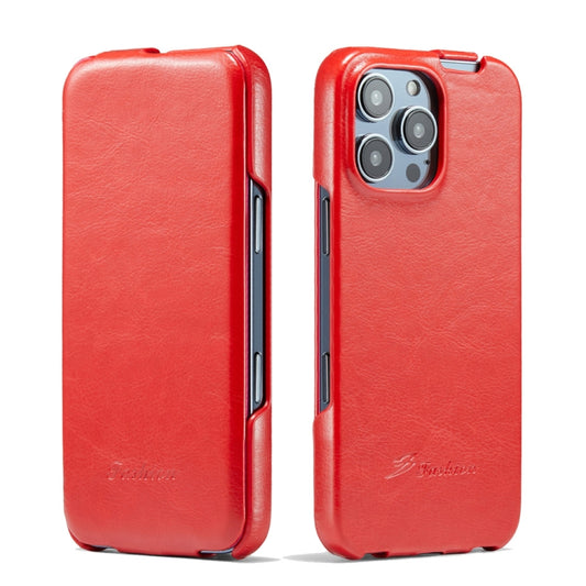 For iPhone 16 Pro Fierre Shann 64 Texture Vertical Flip PU Leather Phone Case(Red) - iPhone 16 Pro Cases by FIERRE SHANN | Online Shopping UK | buy2fix