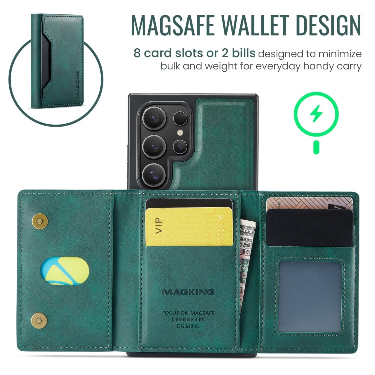 For Samsung Galaxy S24 Ultra 5G DG.MING MAGKING-K2 Series MagSafe RFID Card Bag Detachable Phone Case(Green) - Galaxy S24 Ultra 5G Cases by DG.MING | Online Shopping UK | buy2fix