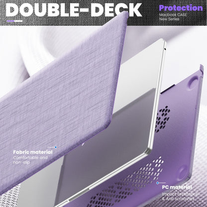 For MacBook Air 15.3 inch A3114 / A2941 Fabric Magnetic Holder Laptop Protective Case(Purple) - MacBook Air Cases by buy2fix | Online Shopping UK | buy2fix