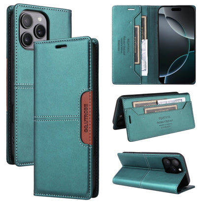 For iPhone 16 Pro Max GQUTROBE G01 RFID Anti-theft Leather Phone Case(Green) - iPhone 16 Pro Max Cases by GQUTROBE | Online Shopping UK | buy2fix