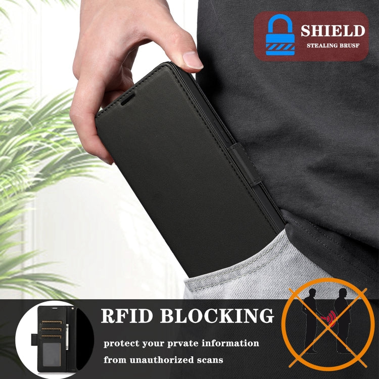 For Samsung Galaxy S25 / S24 5G Side Buckle RFID Anti-theft Leather Phone Case(Black) - Galaxy S25 5G Cases by buy2fix | Online Shopping UK | buy2fix