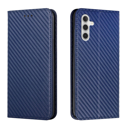 For Samsung Galaxy S25+ 5G Carbon Fiber Texture Magnetic Flip Leather Phone Case(Blue) - Galaxy S25+ 5G Cases by buy2fix | Online Shopping UK | buy2fix