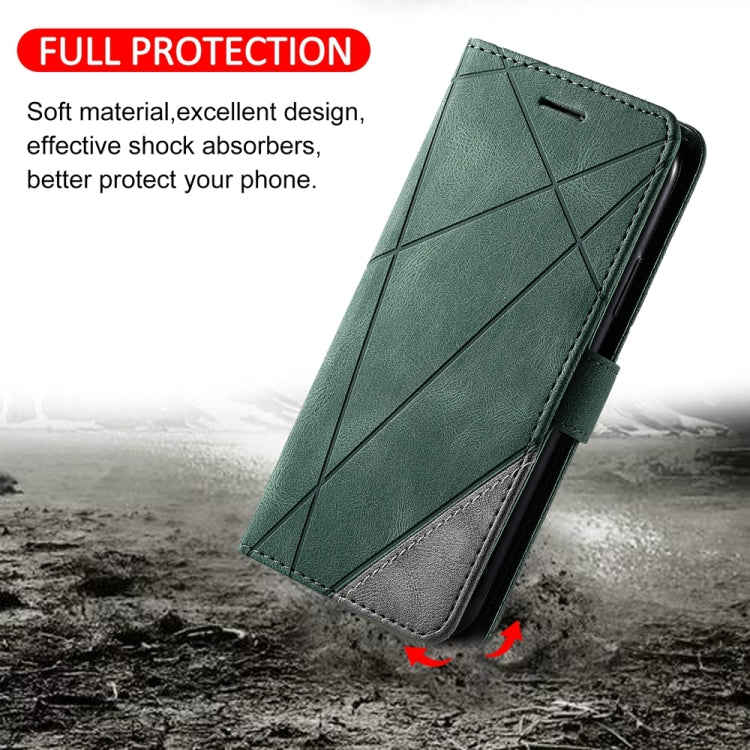 For Samsung Galaxy S25 Ultra 5G Skin Feel Splicing Leather Phone Case(Green) - Galaxy S25 Ultra 5G Cases by buy2fix | Online Shopping UK | buy2fix