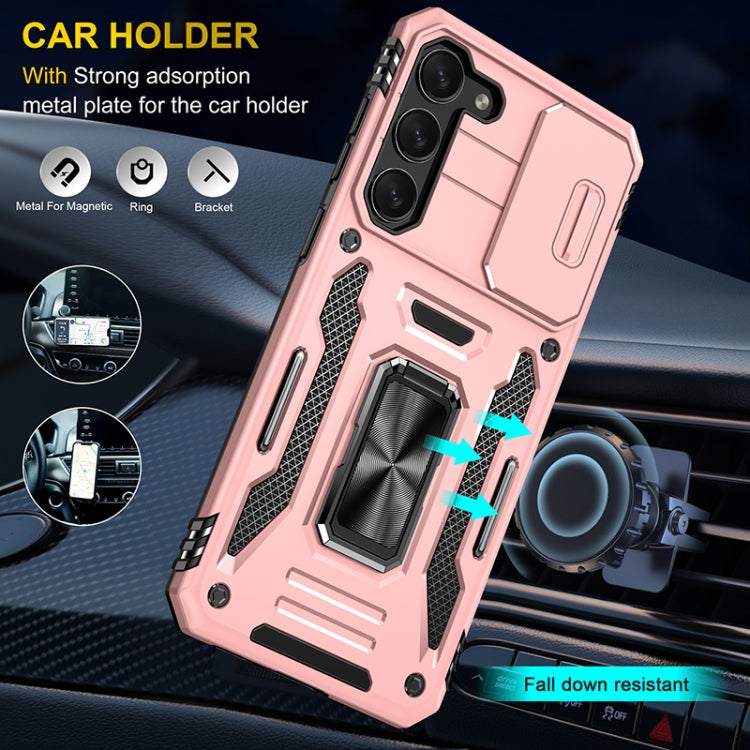 For Samsung Galaxy S25 5G Armor PC Hybrid TPU Camera Shield Phone Case(Rose Gold) - Galaxy S25 5G Cases by buy2fix | Online Shopping UK | buy2fix