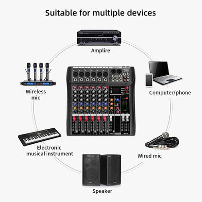 XTUGA CT60X 6-Channels Audio Mixer DJ Mixing Console with 48V Power Supply(EU Plug) - Live Sound Effects Processors by XTUGA | Online Shopping UK | buy2fix