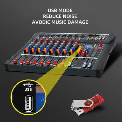 XTUGA CT80X 8-Channels Audio Mixer DJ Mixing Console with 48V Power Supply(UK Plug) - Live Sound Effects Processors by XTUGA | Online Shopping UK | buy2fix