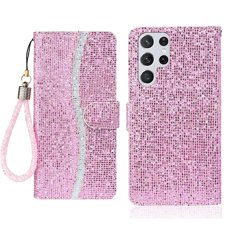 For Samsung Galaxy S25 Ultra 5G Glitter Powder Filp Leather Phone Case(Pink) - Galaxy S25 Ultra 5G Cases by buy2fix | Online Shopping UK | buy2fix