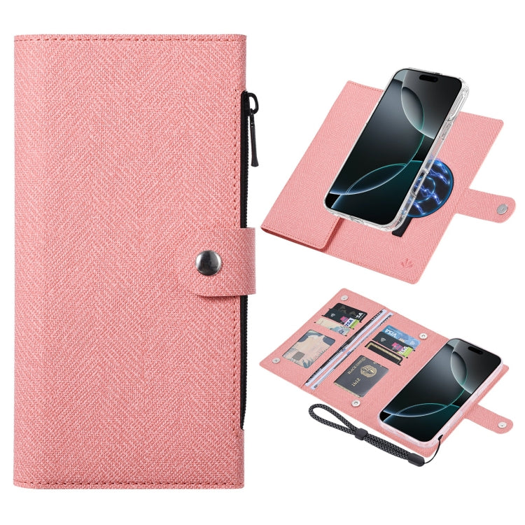 For iPhone 16 Pro ViLi GBS-C Series MagSafe Magnetic RFID Leather Flip Phone Case(Pink) - iPhone 16 Pro Cases by ViLi | Online Shopping UK | buy2fix