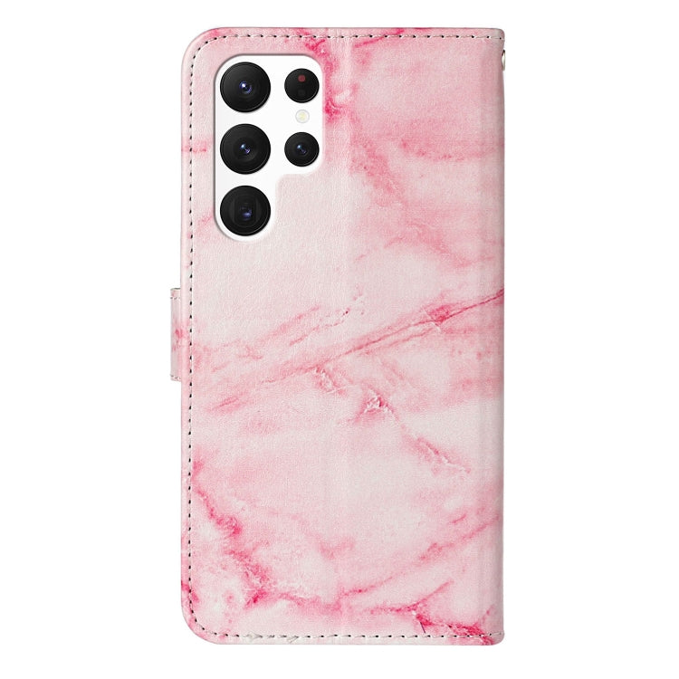 For Samsung Galaxy S25 Ultra 5G Colored Drawing Marble Pattern Leather Phone Case(Pink Marble) - Galaxy S25 Ultra 5G Cases by buy2fix | Online Shopping UK | buy2fix