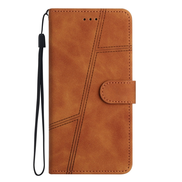 For Samsung Galaxy S25 Ultra 5G Skin-feel Stitching Leather Phone Case(Brown) - Galaxy S25 Ultra 5G Cases by buy2fix | Online Shopping UK | buy2fix