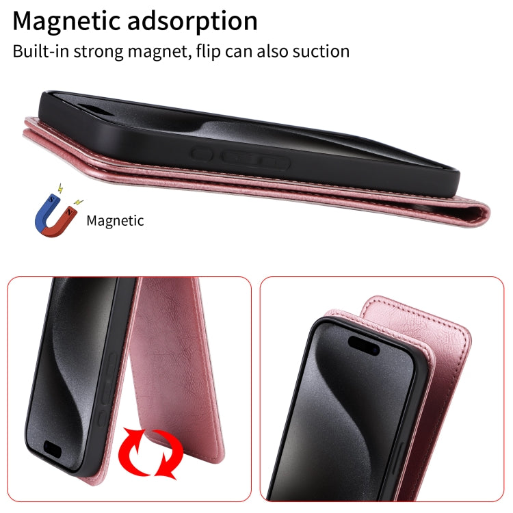 For OnePlus 13 Magnetic Vertical Flip Leather Phone Case(Rose Gold) - OnePlus Cases by buy2fix | Online Shopping UK | buy2fix