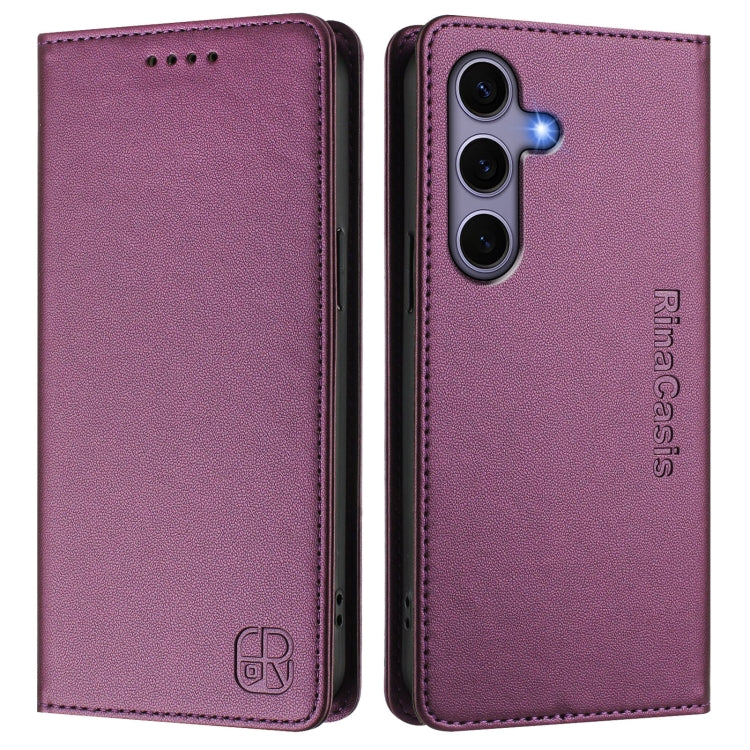 For Samsung Galaxy S24+ / S25+ 5G RC01 Dual-Folded Magnetic Suction RFID Leather Phone Case(Violet) - Galaxy S25+ 5G Cases by buy2fix | Online Shopping UK | buy2fix