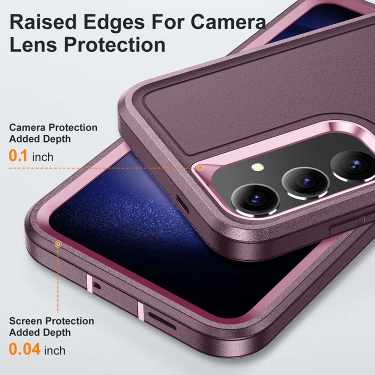 For Samsung Galaxy S24+ / S25+ 5G Rugged PC Hybrid Silicone Phone Case with Holder(Purple+Pink) - Galaxy S25+ 5G Cases by buy2fix | Online Shopping UK | buy2fix