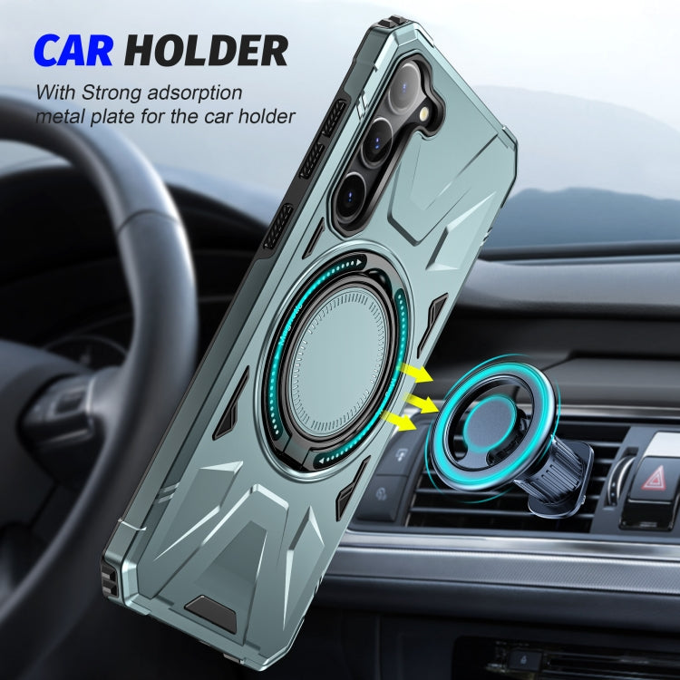 For Samsung Galaxy S25+ 5G MagSafe Magnetic Shockproof Phone Case with Ring Holder(Green) - Galaxy S25+ 5G Cases by buy2fix | Online Shopping UK | buy2fix