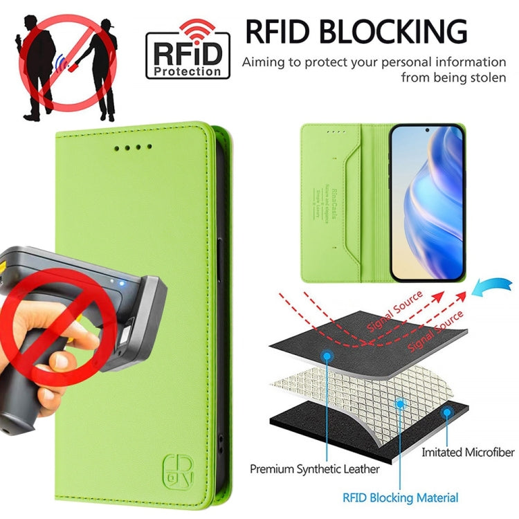 For OnePlus 11 RC01 Dual-Folded Magnetic Suction RFID Leather Phone Case(Grass Green) - OnePlus Cases by buy2fix | Online Shopping UK | buy2fix