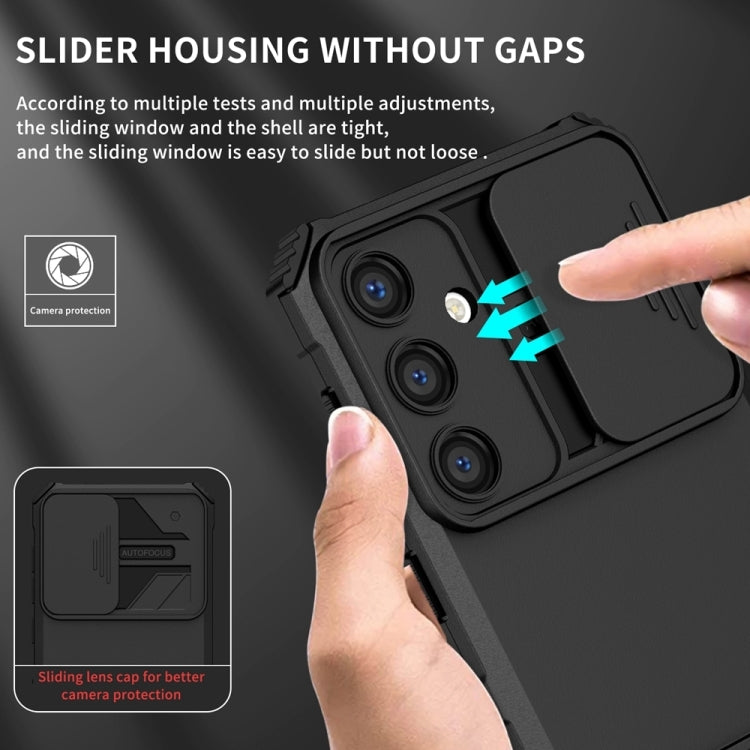 For Samsung Galaxy S25 5G Stereoscopic Holder Sliding Camshield Phone Case(Black) - Galaxy S25 5G Cases by buy2fix | Online Shopping UK | buy2fix