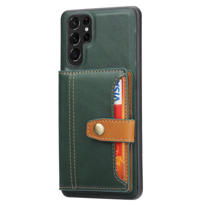 For Samsung Galaxy S25 Ultra 5G Calfskin Card Slot TPU Hybrid PU Phone Case(Green) - Galaxy S25 Ultra 5G Cases by buy2fix | Online Shopping UK | buy2fix