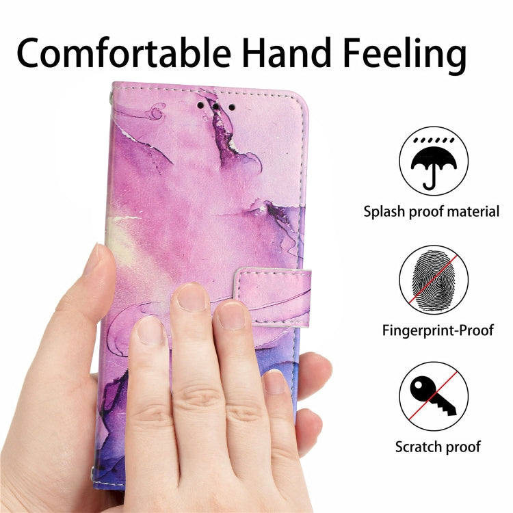 For Samsung Galaxy S25 5G Painted Marble Pattern Leather Phone Case(Purple) - Galaxy S25 5G Cases by buy2fix | Online Shopping UK | buy2fix