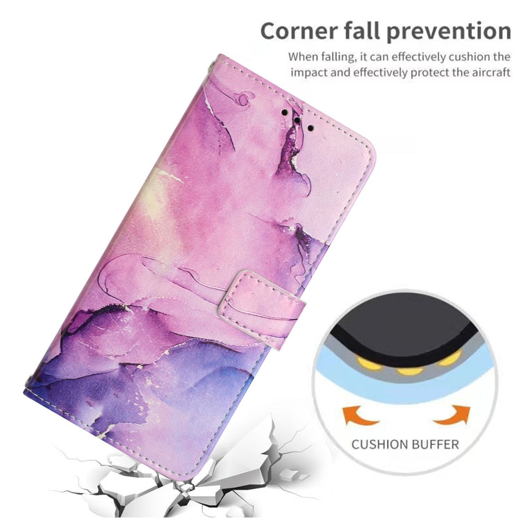 For Samsung Galaxy S25 5G Painted Marble Pattern Leather Phone Case(Purple) - Galaxy S25 5G Cases by buy2fix | Online Shopping UK | buy2fix