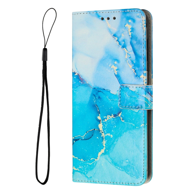 For Samsung Galaxy S25+ 5G Painted Marble Pattern Leather Phone Case(Blue Green) - Galaxy S25+ 5G Cases by buy2fix | Online Shopping UK | buy2fix