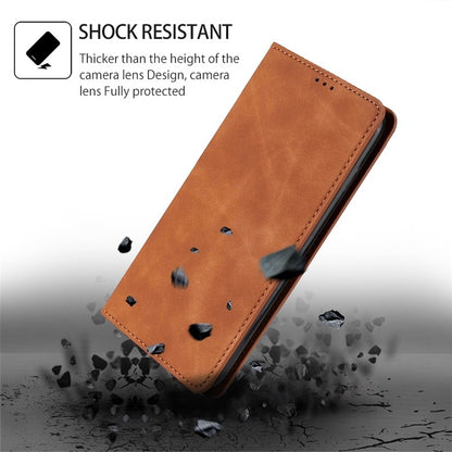 For Samsung Galaxy S25 5G Skin Feel Magnetic Leather Phone Case(Light Brown) - Galaxy S25 5G Cases by buy2fix | Online Shopping UK | buy2fix