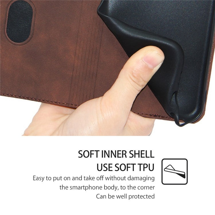 For Samsung Galaxy S25 Ultra 5G Skin Feel Magnetic Leather Phone Case(Dark Brown) - Galaxy S25 Ultra 5G Cases by buy2fix | Online Shopping UK | buy2fix