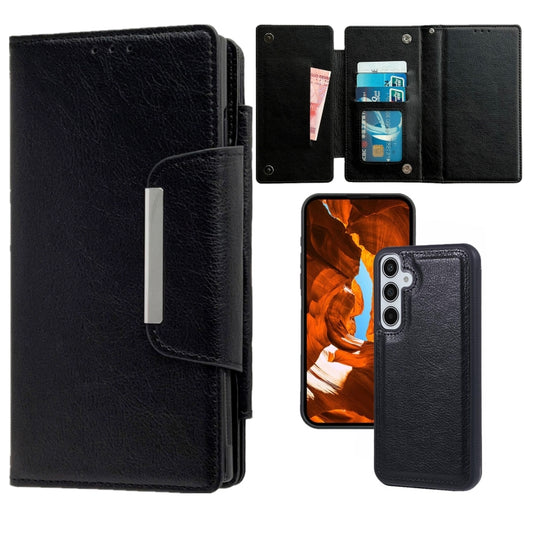 For Samsung Galaxy S25+ 5G Multifunctional 7-Card Wallet Leather Phone Case(Black) - Galaxy S25+ 5G Cases by buy2fix | Online Shopping UK | buy2fix