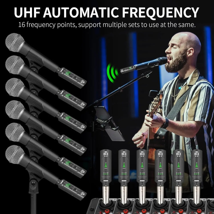 XTUGA SF-1 Wireless XLR Transmitter & Receiver UHF Wireless Adapter for Wired Mic / Guitar(Black) - Microphone by XTUGA | Online Shopping UK | buy2fix